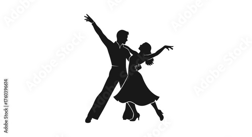 Elegant Silhouette of a Couple Dancing in Formal Attire.