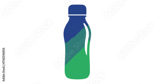 Colorful Geometric Water Bottle with Blue Cap.