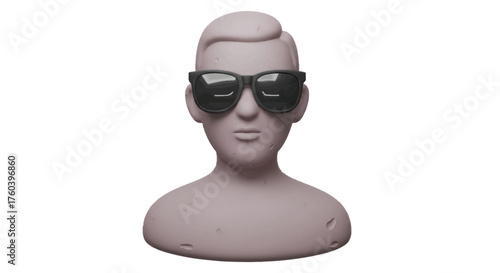 Minimalist Bust of a Man Wearing Sunglasses.