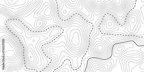 Topographic map background geographic line map with elevation assignments. Modern design with White background with topographic wavy pattern design.paper texture Imitation of a geographical map shades