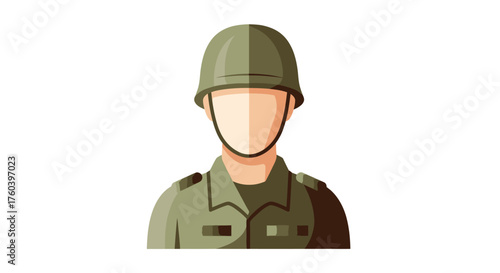 Illustrated Military Soldier Avatar with Green Helmet and Uniform.