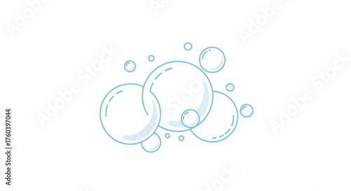 A cluster of translucent shimmering soap bubbles with delicate outlines.