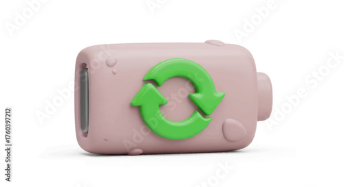 Pink Toy Camera with Green Recycle Symbol.