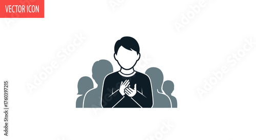 Audience Clapping Icon Vector Illustration of Appreciative People.