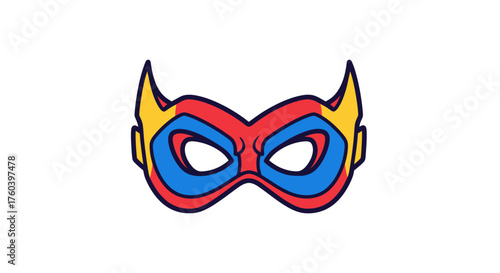 Colorful Superhero Mask with Red Blue and Yellow Accents.