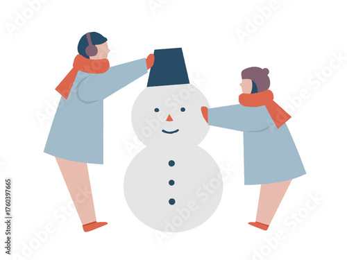 雪だるまを作る子ども達