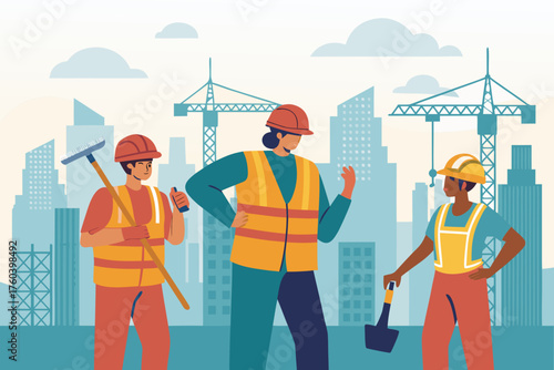 Bold Construction Workers Creative Visual Perfect for Editorial Content