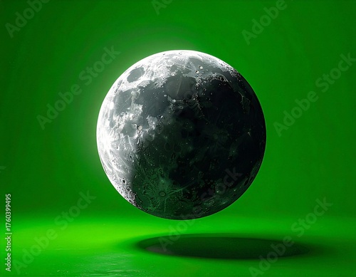 moon on green screen background