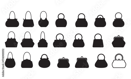 Elegant handbag silhouette vector set for fashion design and illustration