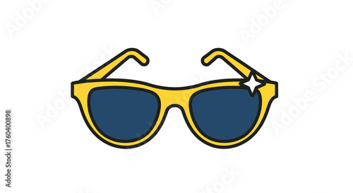 Yellow Framed Sunglasses with Dark Lenses and a Star Detail.