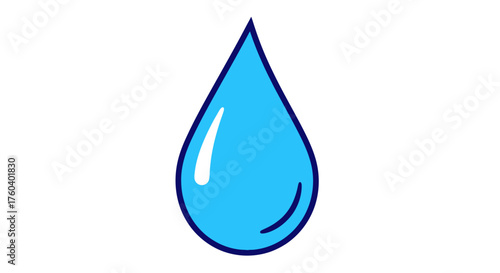 A single stylized blue water droplet with a dark outline and a bright highlight.