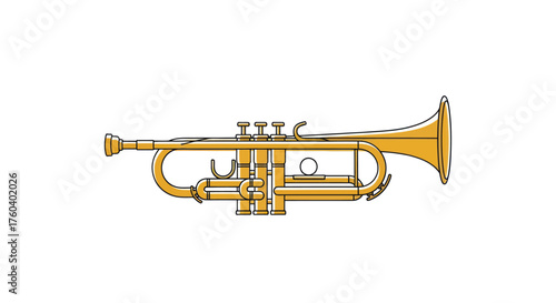 Golden Trumpet Illustration with Valves and Bell.