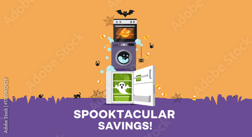 Halloween appliance sale graphic for Spooktacular Savings promotion