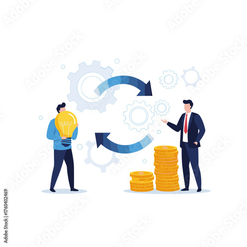 Illustrating the concept of business exchange and financial growth.