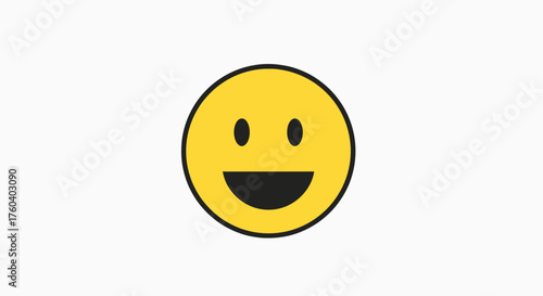 Bright Yellow Happy Smiley Face Emoji Icon.