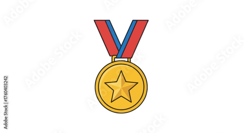 Golden medal with a star and ribbon symbol of achievement.