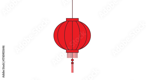 Traditional Red Chinese Lantern with Tassel Hanging.