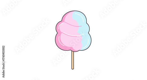 Fluffy Pink and Blue Cotton Candy on a Stick.