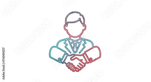 Outline Illustration of Business Person Shaking Hands.