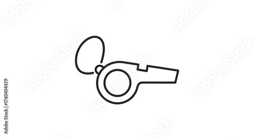 Simple Line Drawing of a Whistle with Lanyard Loop.