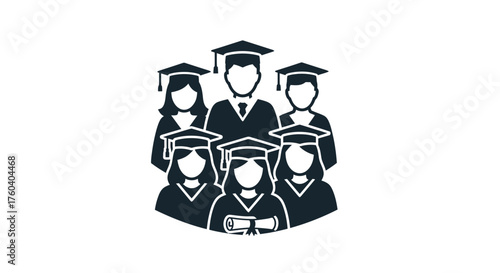 Group of Graduates Wearing Mortarboards and Gowns.