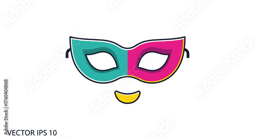 Colorful Two-Tone Carnival Mask Vector Illustration 45 characters - Well within 180.