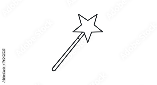 Simple Outline Drawing of a Star-Tipped Magic Wand.