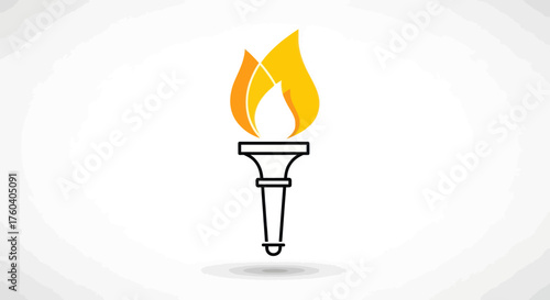 Stylized Icon of a Burning Torch with Flames.