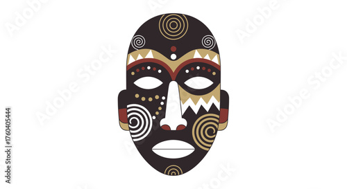 Traditional African Tribal Mask with Intricate Geometric Patterns.