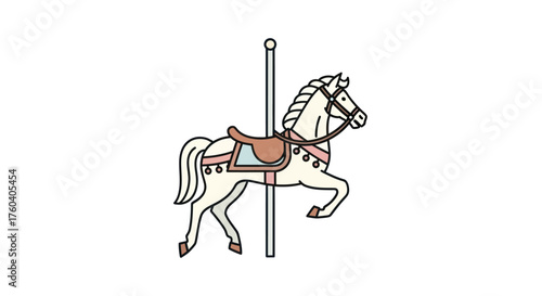 Whimsical Carousel Horse with Decorative Saddle and Flowing Mane.