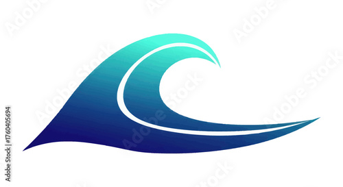 Stylized Blue Green Gradient Ocean Wave Graphic Icon.