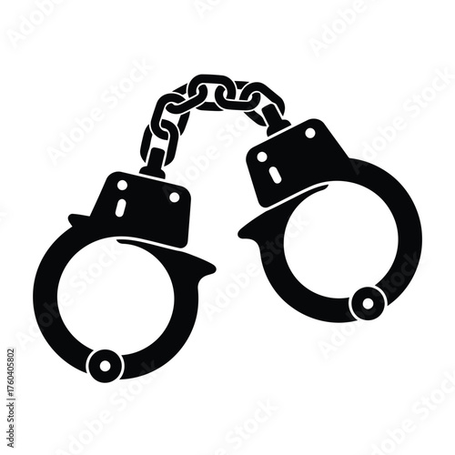 Black Handcuffs Linked by Chain metal security