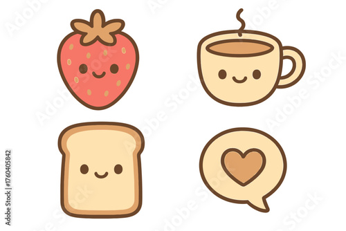 set of funny cartoon fruits and cute tools
