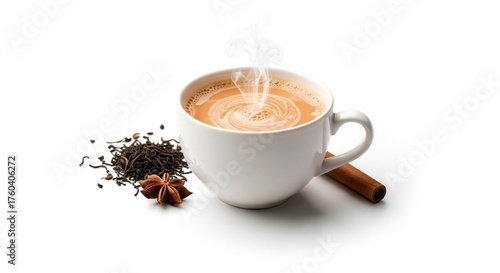 Karak Milk Chai famous indian tea on white background