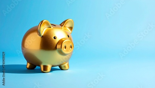 piggy bank on blue background