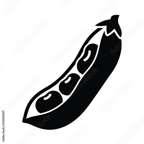 Black pea pod with beans peas illustration