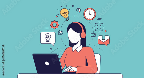 Productive remote professional managing tasks time and ideas on a laptop