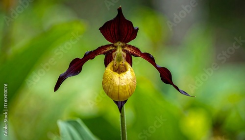 Close-up of a vibrant,  dark-red orchid