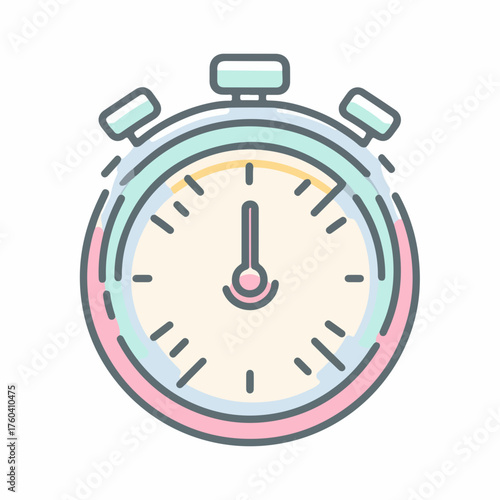 Sleek Timer Outline Icon in Pastel