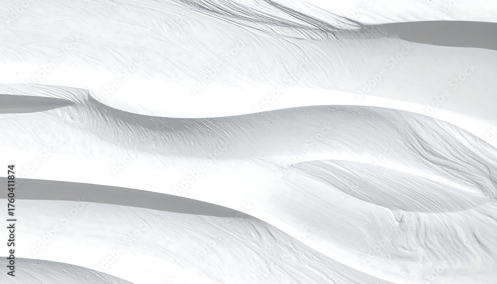 Obraz premium Close-up of undulating, smooth, white surface formations, evoking natural textures. Lines and shadows create a pattern of curves and soft folds