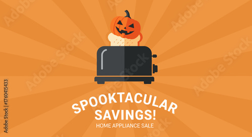 Spooktacular Savings Halloween home appliance sale advertising banner illustration
