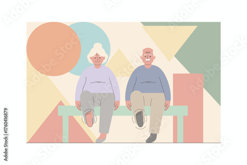 Happy elderly couple exercising promoting healthy aging and active lifestyle for seniors