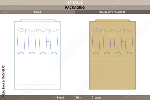 Shot glass box dieline professional vector printing packaging layout with reinforced corrugated structure, accurate fold panels, and detailed die line setup for secure beverage glass packaging