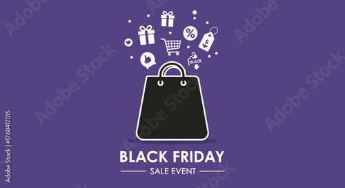 Black Friday vector illustration Seasonal shopping event banner design