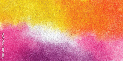 Yellow orange pink purple watercolor wash abstract background