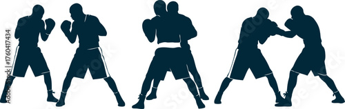 Boxers in Silhouette: Witness the intense drama of a boxing match, depicted in a series of dynamic silhouettes. Each silhouette captures the raw power and artistry of the sport.