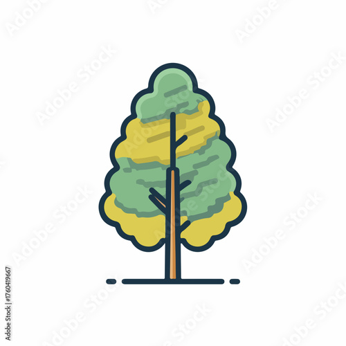 Minimalistic Outline Tree Icon with High Contrast