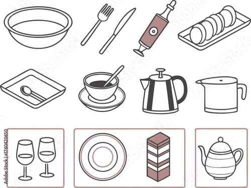 Collection of Security and Safety Equipment Icons Representing Protection and Alert Systems