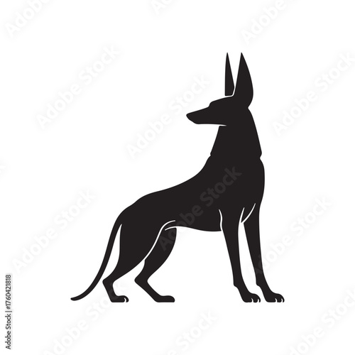 Anubis dog god silhouette vector flat illustration design on white background