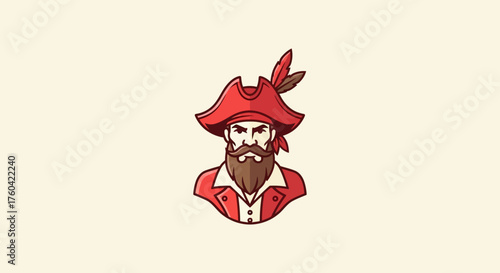 Captivating pirate captain mascot logo for branding and design applications showcases strength and